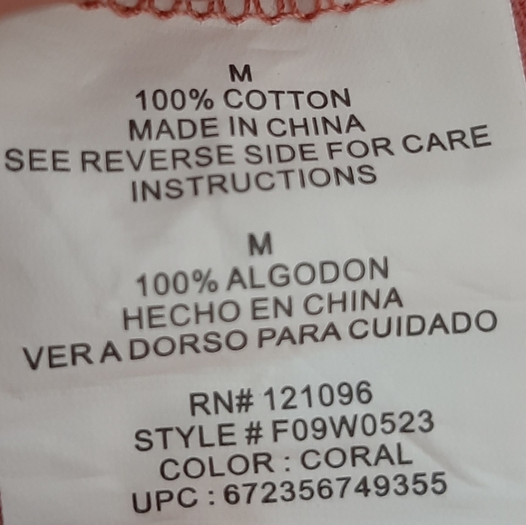 Weatherproof NEW! Coral Embelished 3/4 sleeve tee - Picture 4 of 7